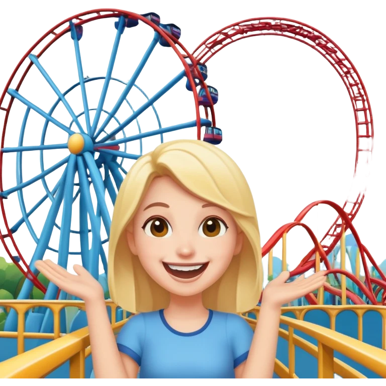 person excitedly going to an amusement park, with a roller coaster or ferris wheel in the background emoji