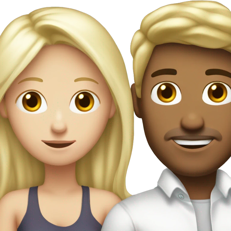 White blond boyfriend Ladung in Bad kuddling with white brunette girlfriend emoji