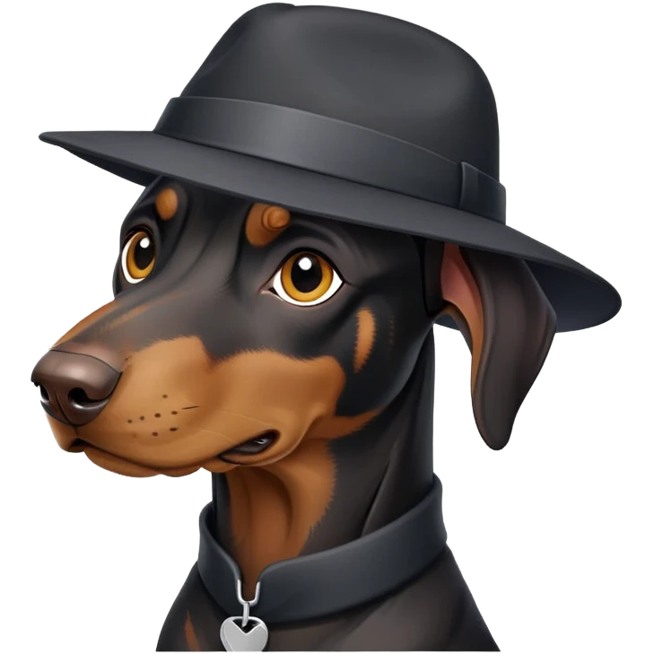 Doberman with black with hat emoji
