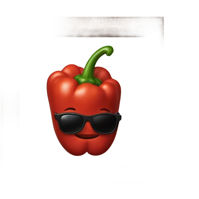 Red pepper with Mantel and sunglasses and necklace emoji
