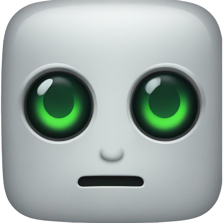 black robot head with green eyes emoji