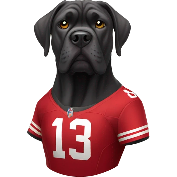 cane corso with a 49ers jersey emoji