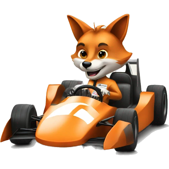 cartoon fox animal as a racing driver emoji