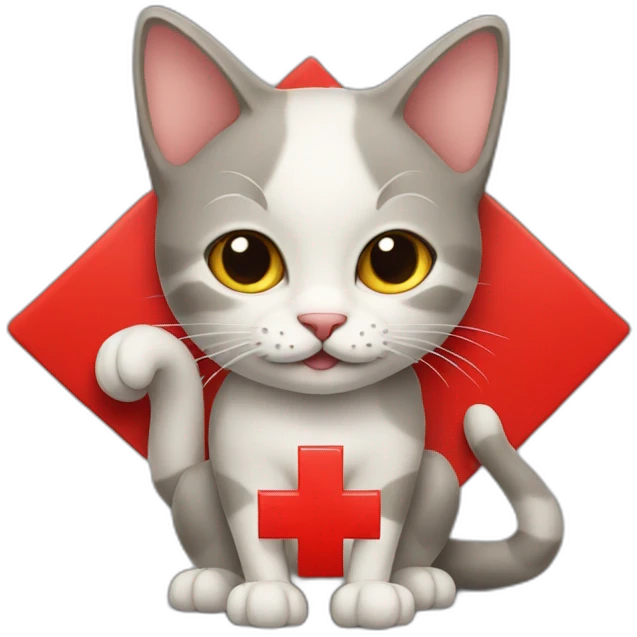 cat with a sign of a red cross emoji
