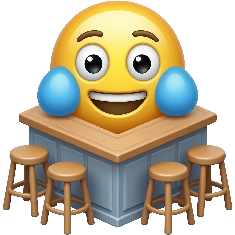 High Bar: 3D emoji style, glossy surface, soft shadows, white background, centered, no text, rooftop bar view emoji