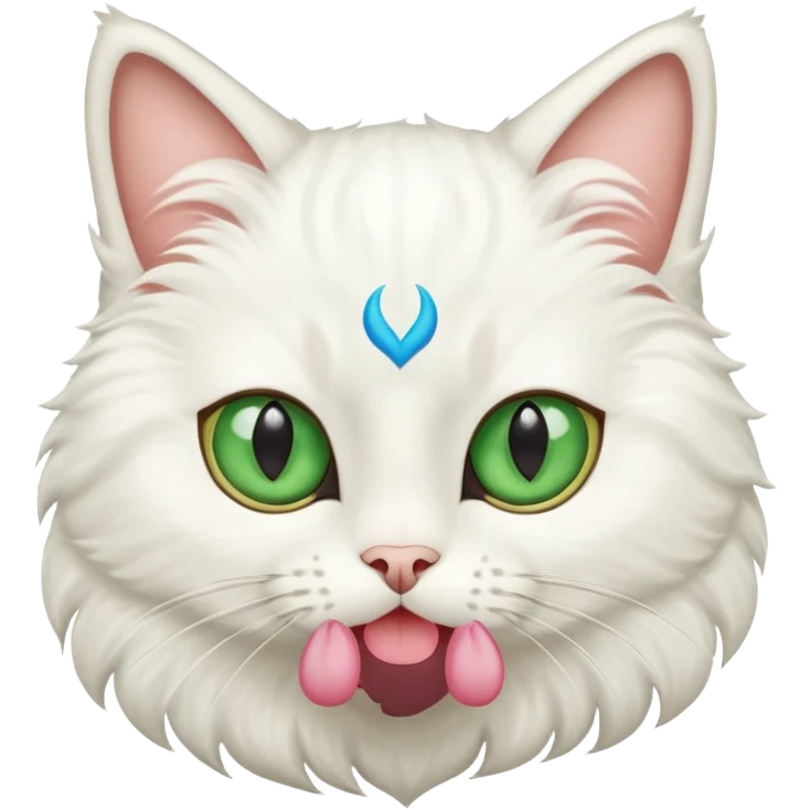 Khao mate cat with green and blue eyes emoji