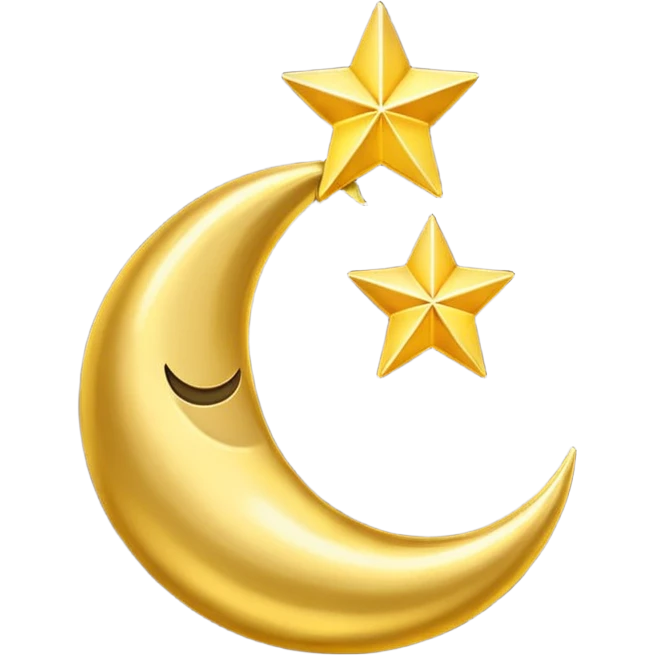 Star and Crescent emoji with black background and no face only star and crescent. emoji