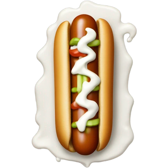 A hotdog with ranch on it  emoji