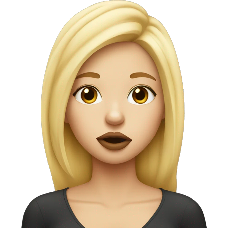 Blonde girl puckering lips emoji