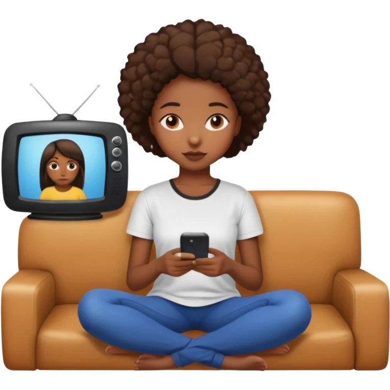black girl watching tv  emoji