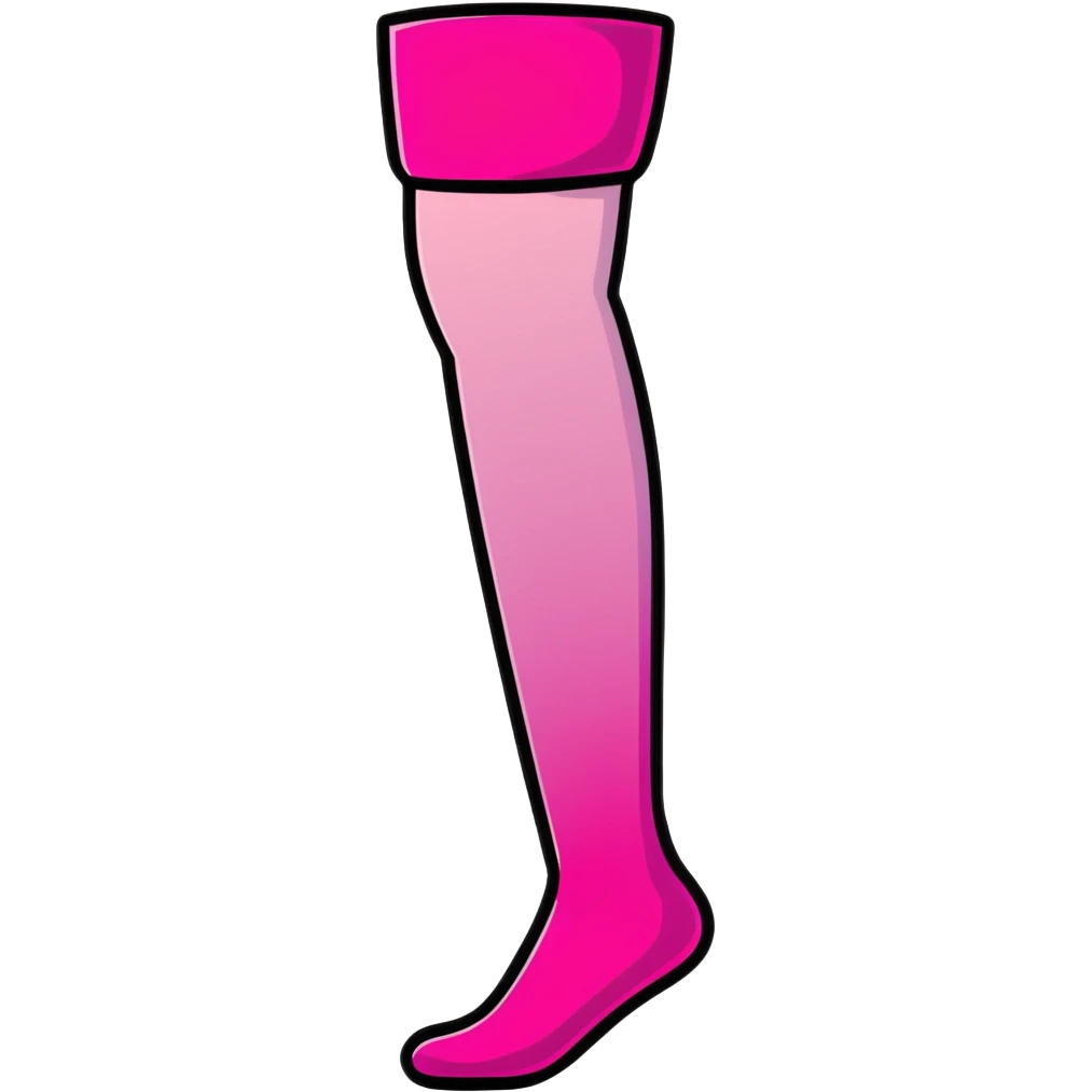 Cute minimalist girl silhouette in bright pink gradient, transparent glass style, with stockings emoji
