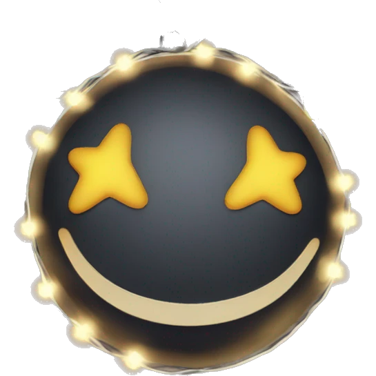 one smiley with string lights wrapped around it, christmas theme emoji
