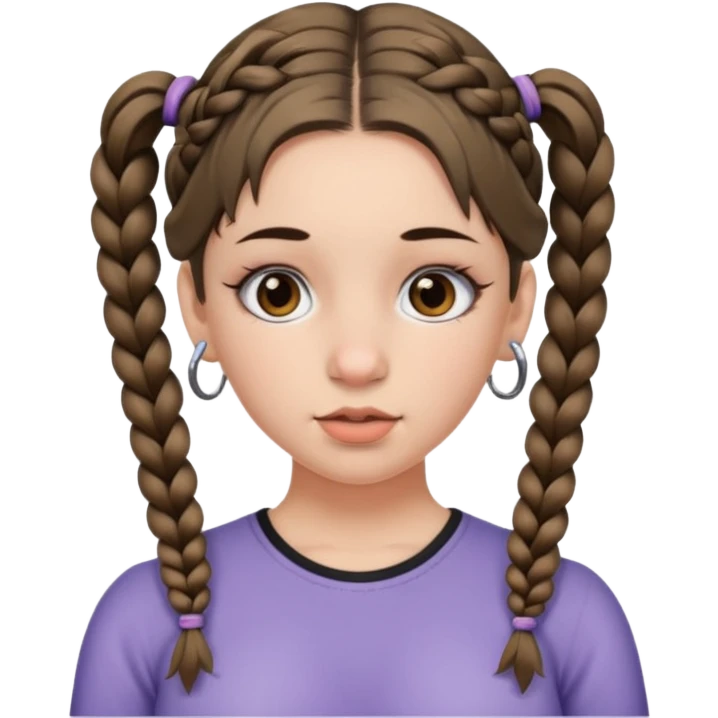 girl with 2 braided pigtails and nose piercings with rlly big titties emoji