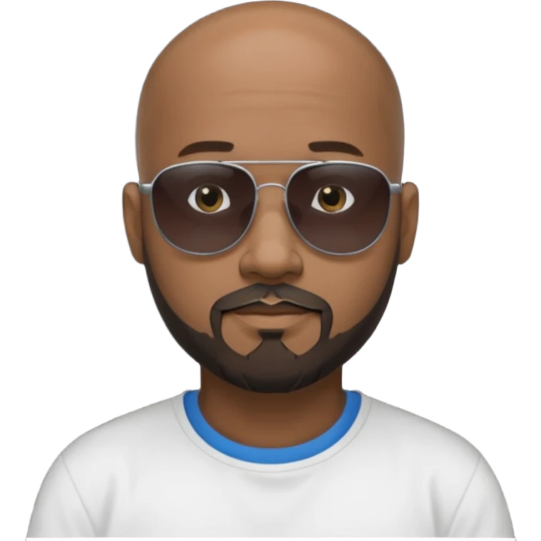 Bald male, black sunglasses, goatee beard, realistic portrait emoji