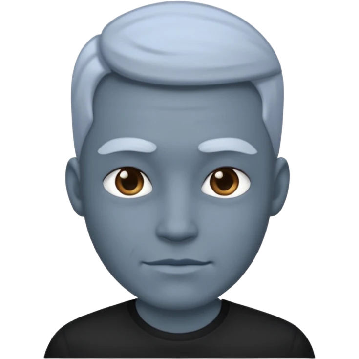 blue grey skin man, wear black shirt emoji