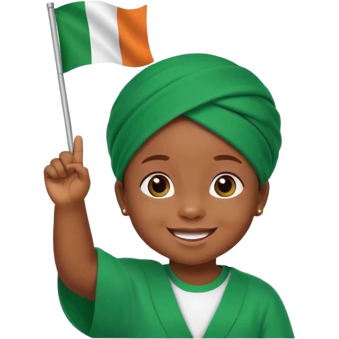 A cute Nigerian baby waving the Nigeria flag, smiling happily, colorful festive background, bright and cheerful atmosphere. emoji