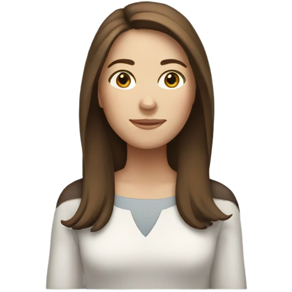 white woman shoulder length brown hair emoji