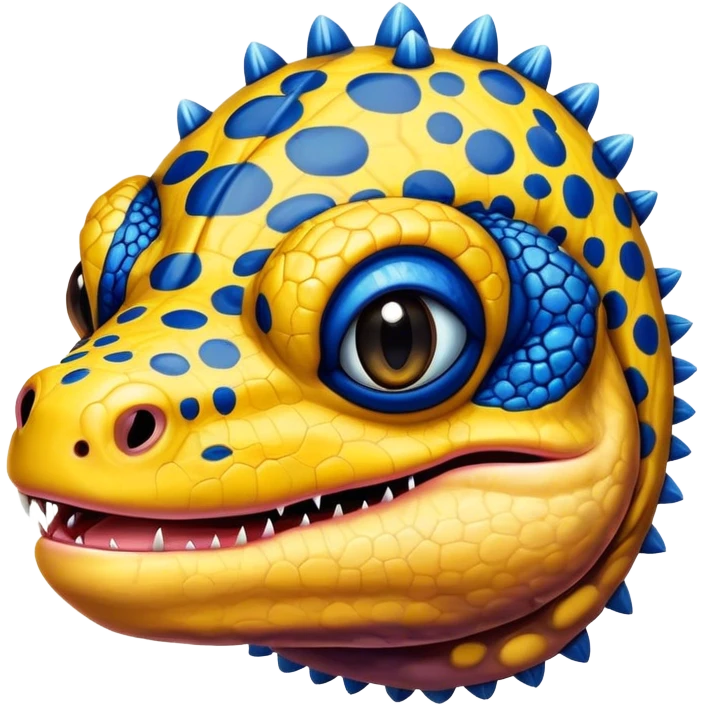  Gila Monster Face Big Chin yellow with blue spots emoji