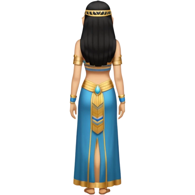 fullbody Cleopatra back view with long black hair emoji