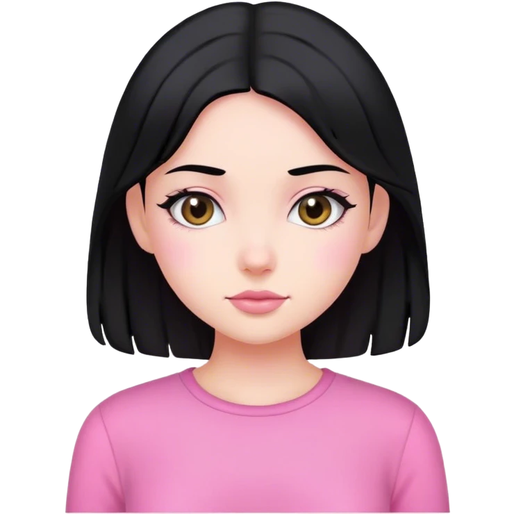 pretty girl black hair sitting down pink clothes emoji