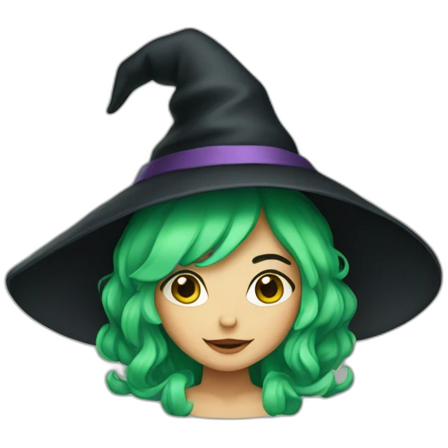 green-haired witch emoji