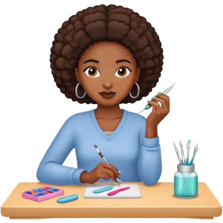 Black girl doing nails emoji