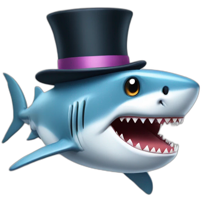 Shark with a top hat emoji