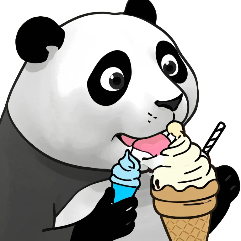 Panda eating ice cream emoji