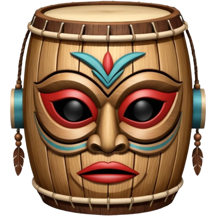 Drum Mask – Mask shaped with drum top, tribal style. emoji