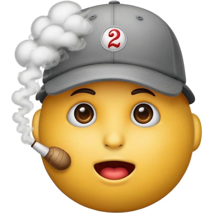 emoji with baseball cap, exhaling smoke emoji