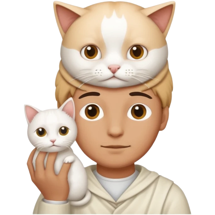 Philosopher with white cat on the head emoji