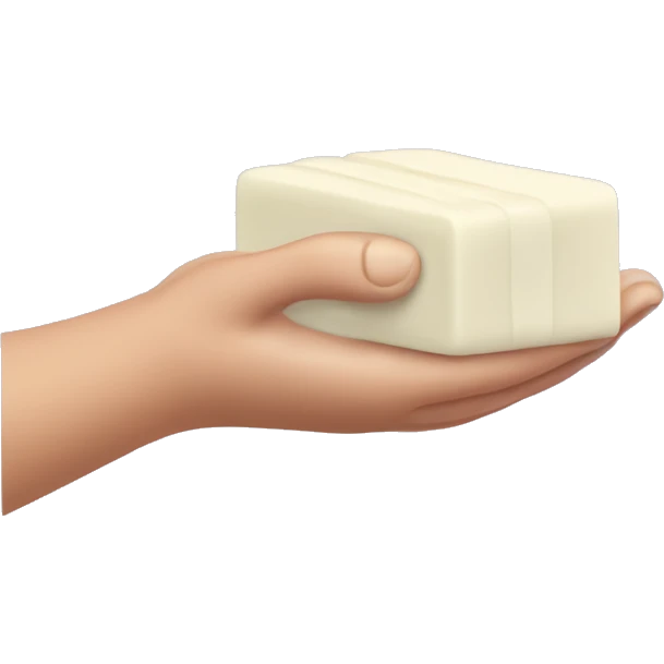 a hand holding a bubbly bar of soap emoji
