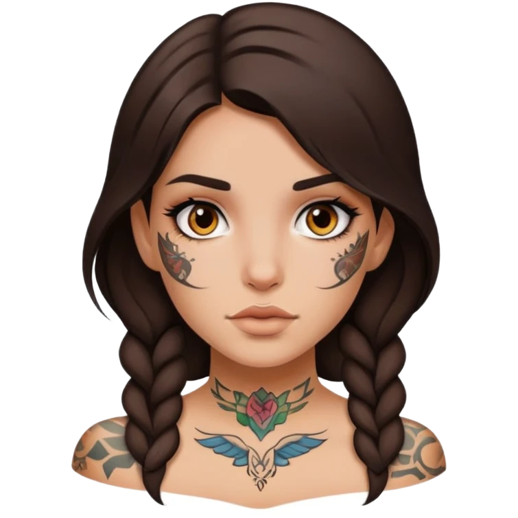 face tattooed brunette girl emoji