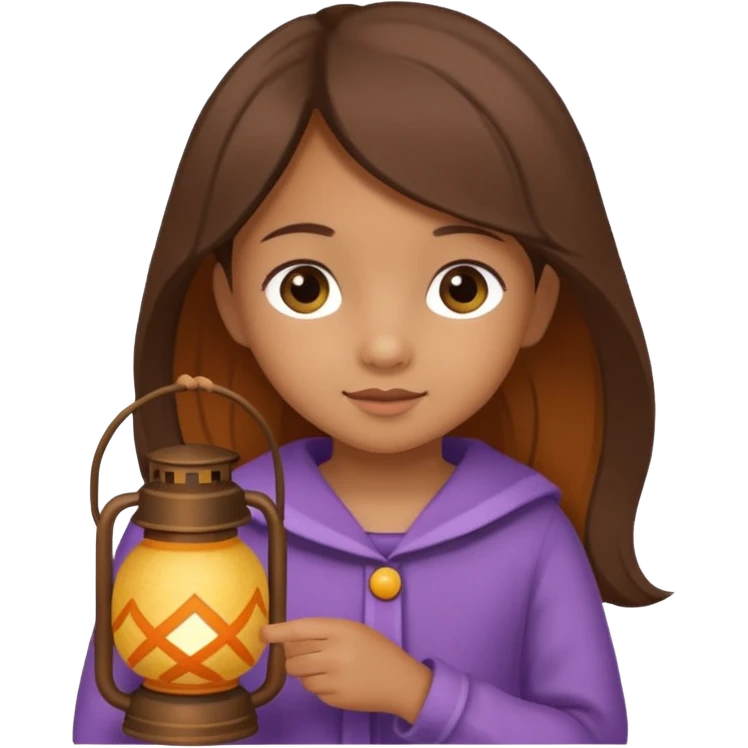 Adorable little girl holding a lantern, looks like it is made of felt texture, scrapbooking style, transparent background emoji