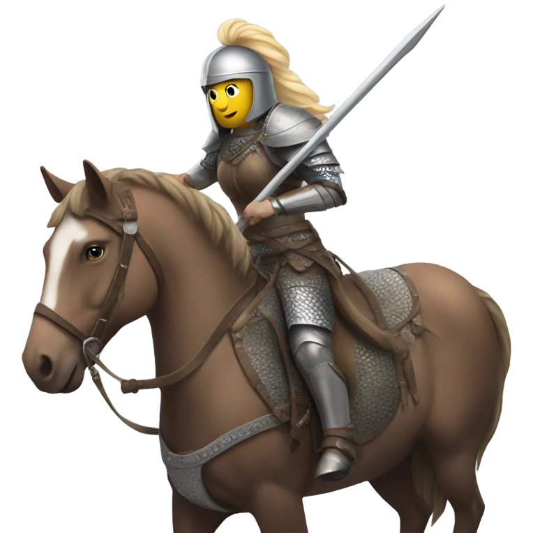 Woman in nordic armor riding a horse, wielding a spear  emoji
