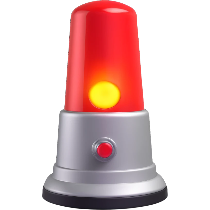 3D render of a red emergency siren light with a bright glow on top of a silver base, in Pixar-style, soft shadows, isolated on white background, professional but playful look

 emoji