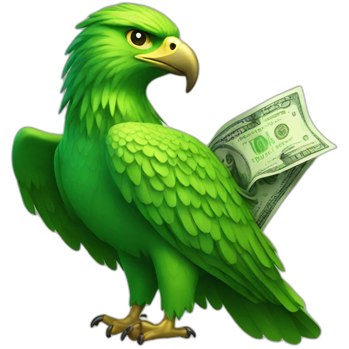 green eagle with money emoji