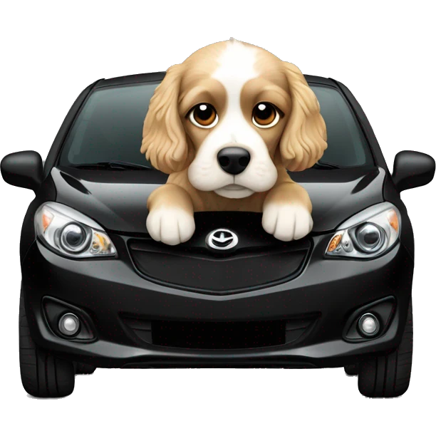Light Cocker Spaniel driving a Black Mazda 2 emoji