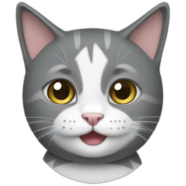 Grey tuxedo cat playing emoji