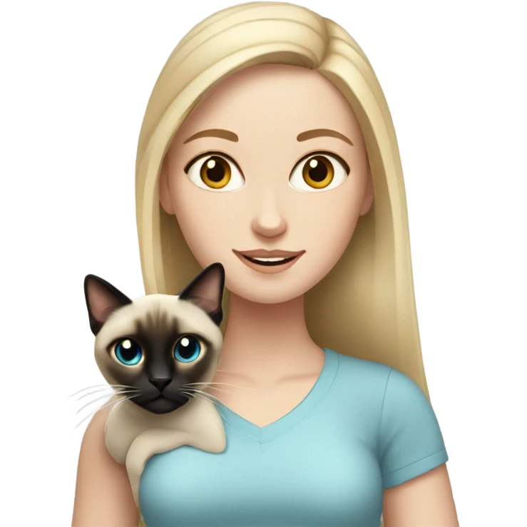 A white girl with a Siamese cat emoji