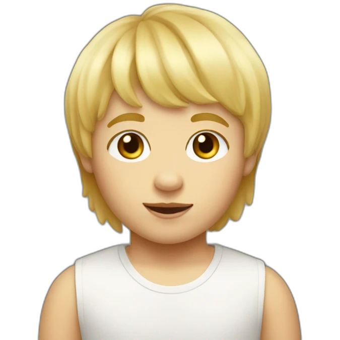 Toddler boy with short fringe and blonde mullet hairstyle emoji