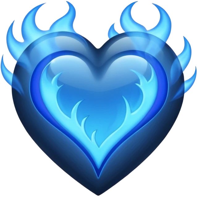 Black heart with blue flems emoji