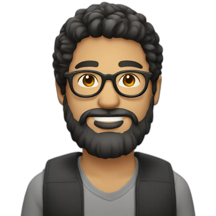 Guy with round glassses and dark hair and beard emoji