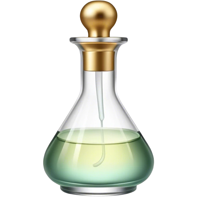 Perfume making icon, perfume bottle with elegant design, glass vial, fragrant mist, essential oils, dropper, minimalistic style, clean lines, transparent background. emoji