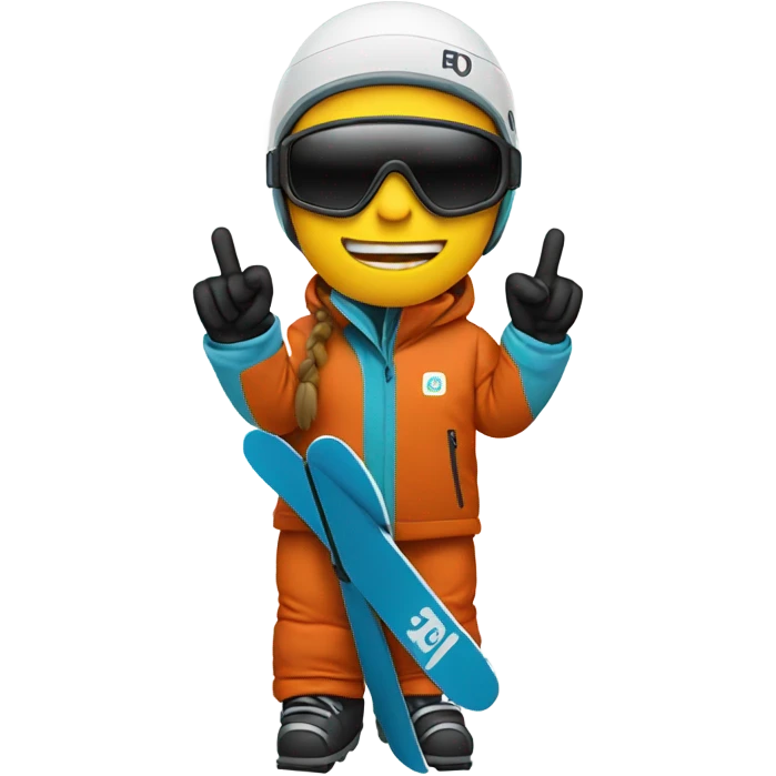 Skiier with middle fingers up emoji
