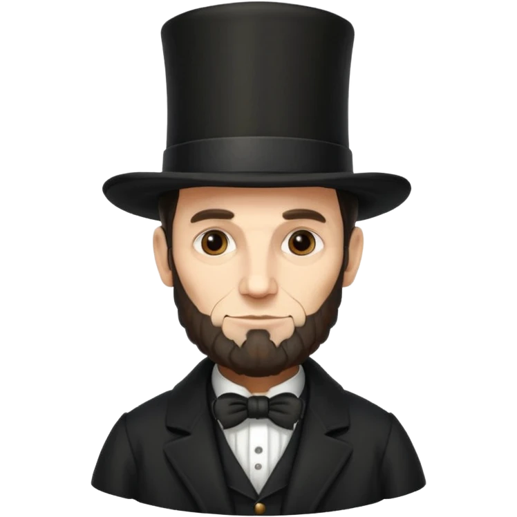Illustrate Abraham Lincoln with tall hat, beard & classic black coat emoji