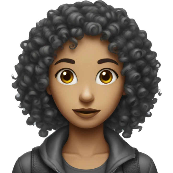 a curly hair girl hybrid alien emoji