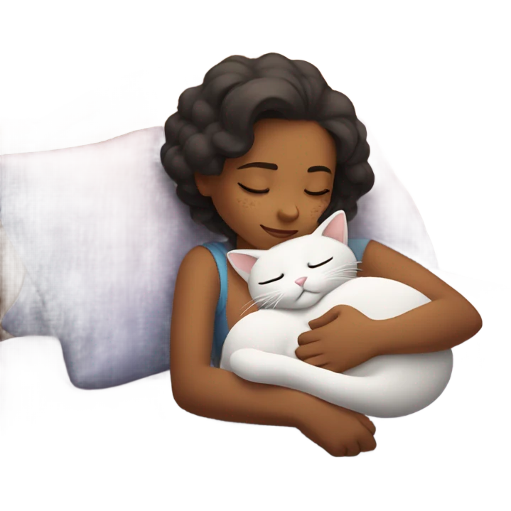 girl sleeping with cat emoji