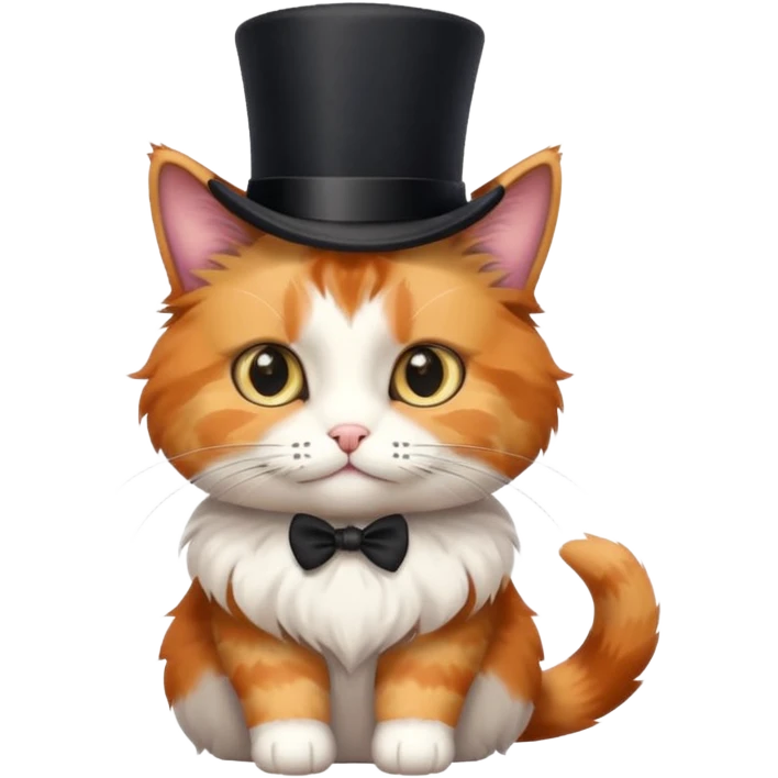 fluffy cat with a top hat emoji