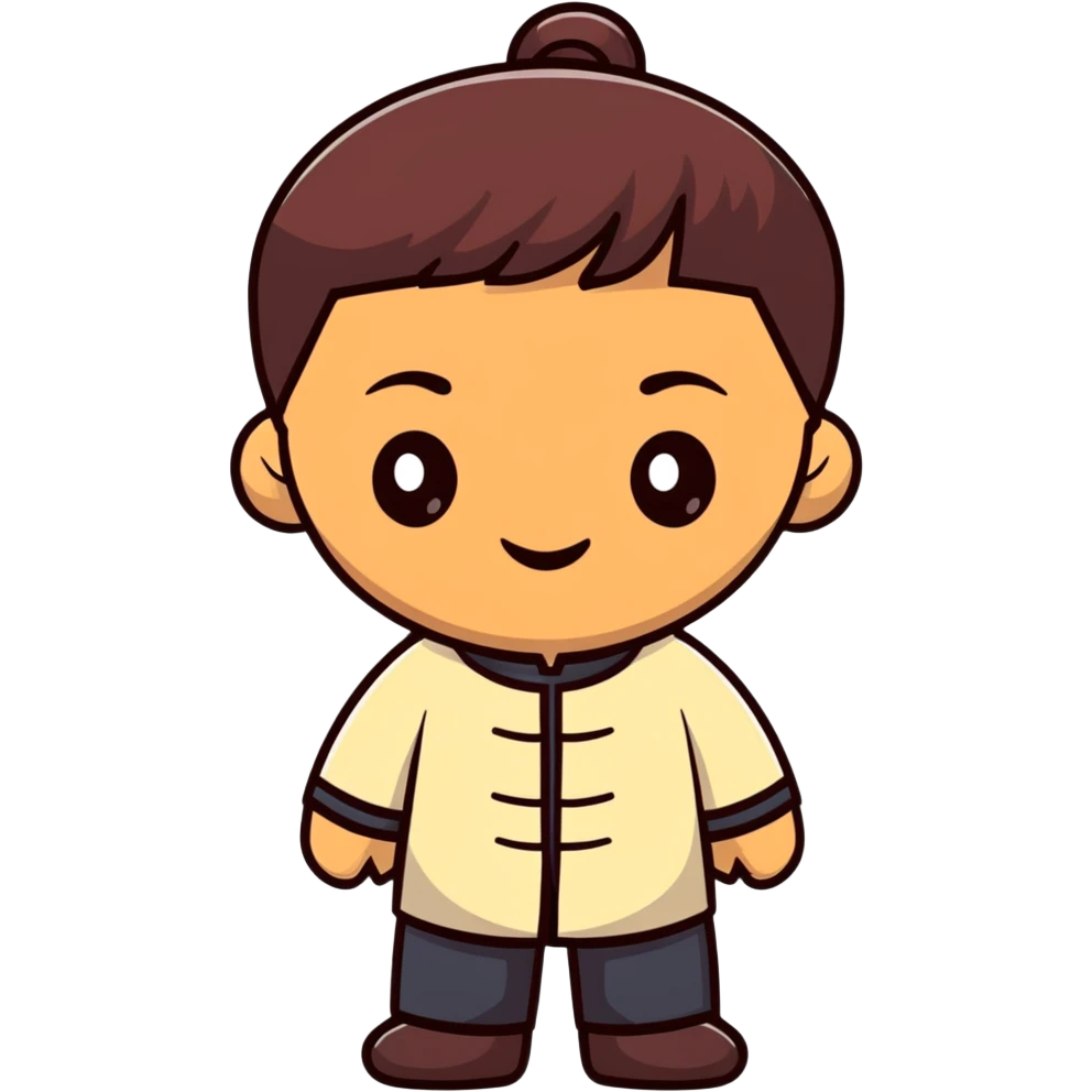 Person with Chinese appearance, darker skin tone, and narrow eyes, friendly expression emoji